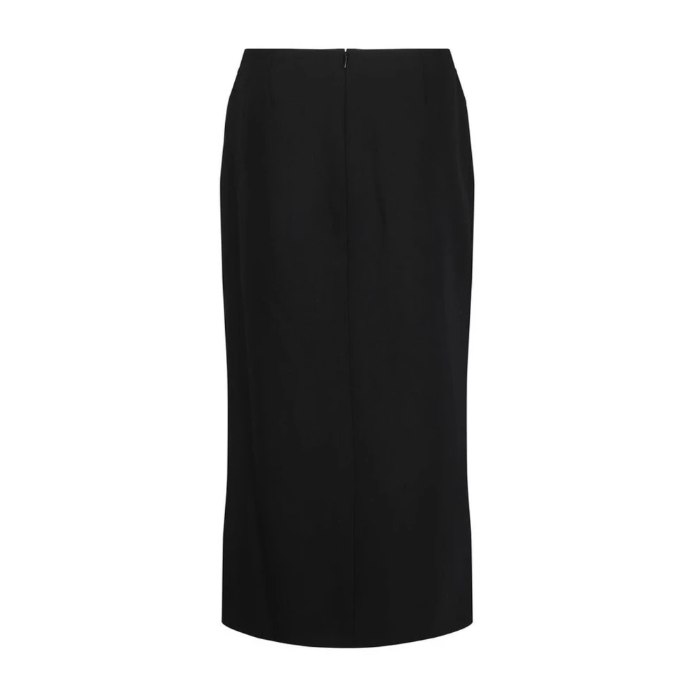 Chloé Wollen Midi Rok met Zakken en Split Black Dames