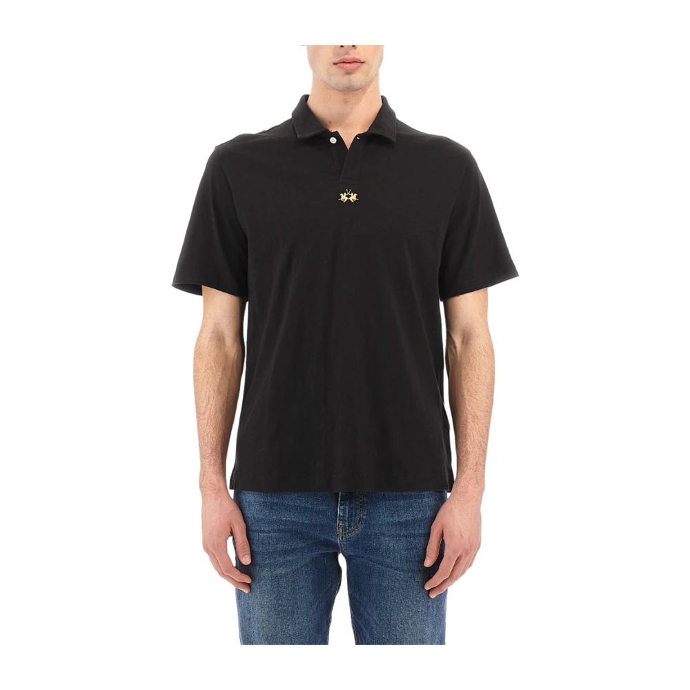 La Martina Men's Black Short Sleeve Polo Shirt - Polo Shirts - 2XL - Tops
