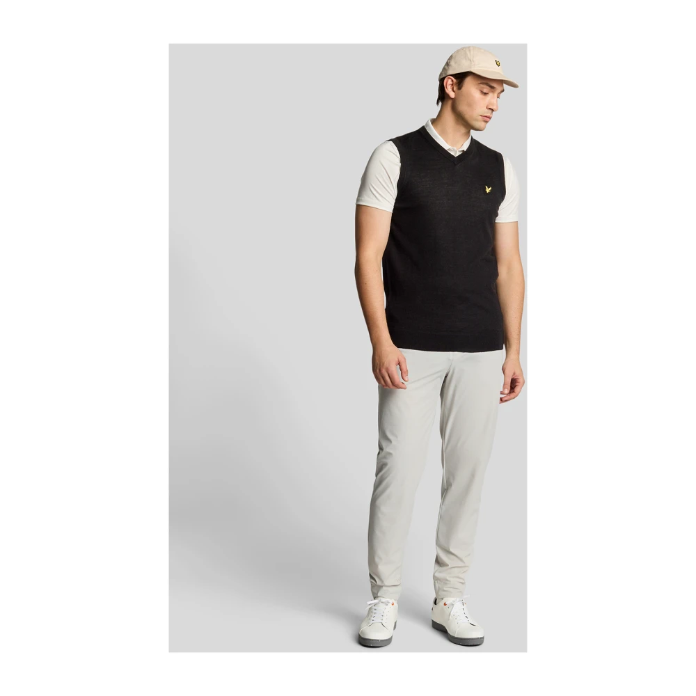 Lyle & Scott Mid Knits Merino Blend Gebreide V-halsvest Beige Heren