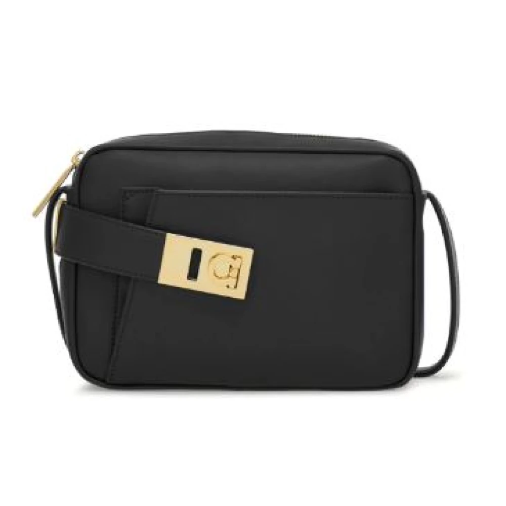Salvatore Ferragamo Zwarte schoudertas met lintgesp Black Dames