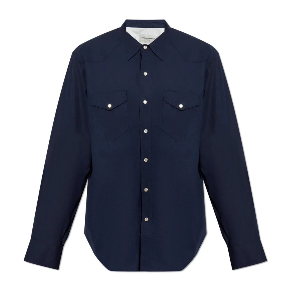Officine Générale Katoenen shirt met zakken Blue Heren