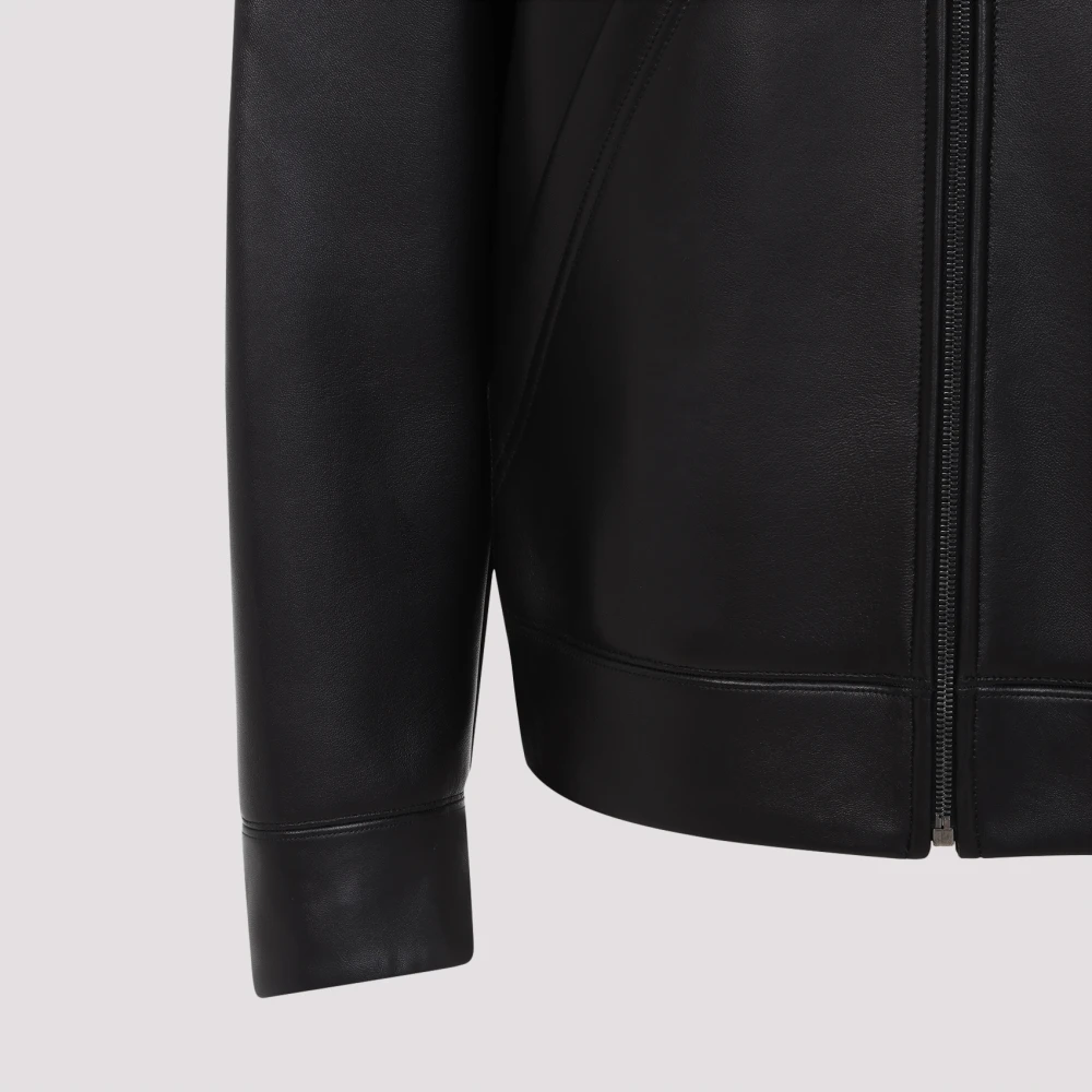 Valentino Luxe Zwarte Leren Jas Aw24 Black Heren
