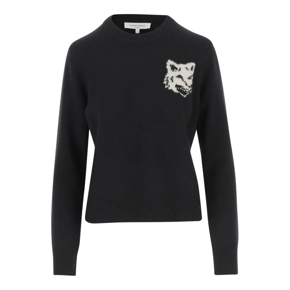 Maison Kitsuné Zwarte Trui met Stijl Black Dames