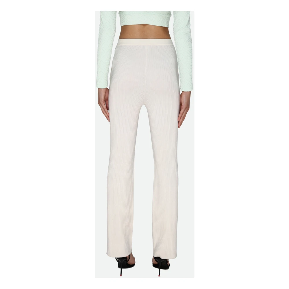 PATRIZIA PEPE Geribbelde Witte Broek Slim Fit White Dames