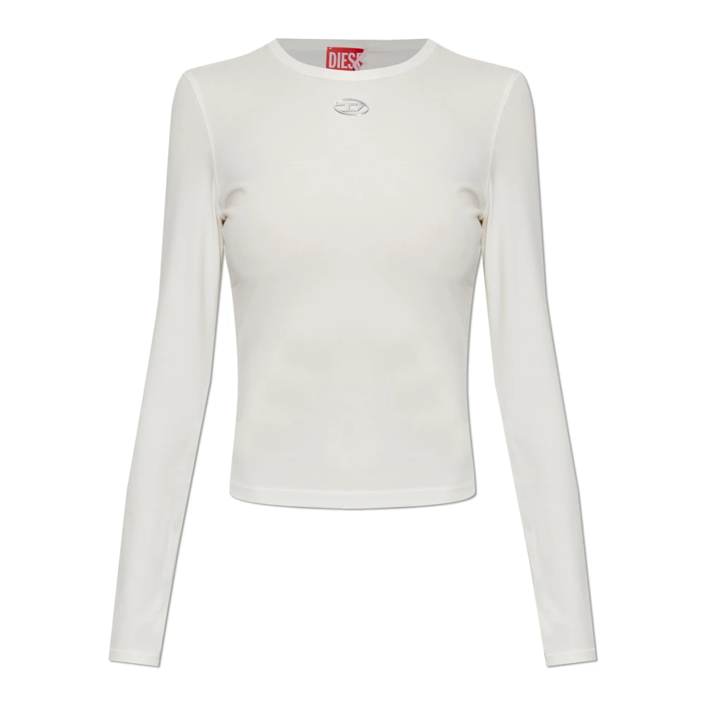 Diesel Vrouw Wit Tops Dames, 2XS, Katoen, T-Uncutieslong-Ls-Od Katoenen Sweater