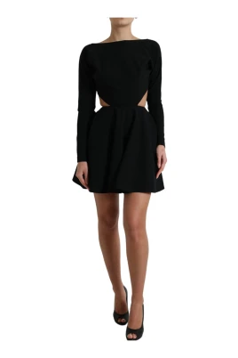 Svart Cutout Mini Klänning Skater Stil