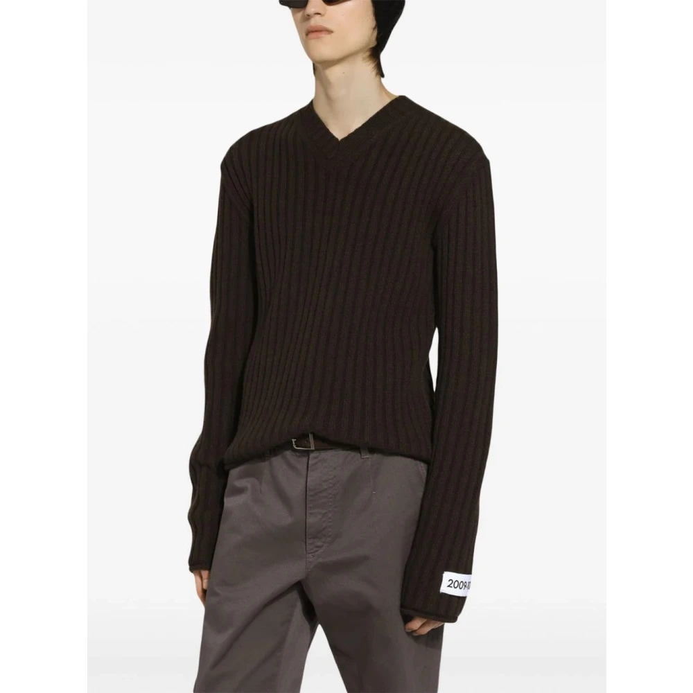 Dolce & Gabbana Bruine Sweaters met V-hals Brown Heren