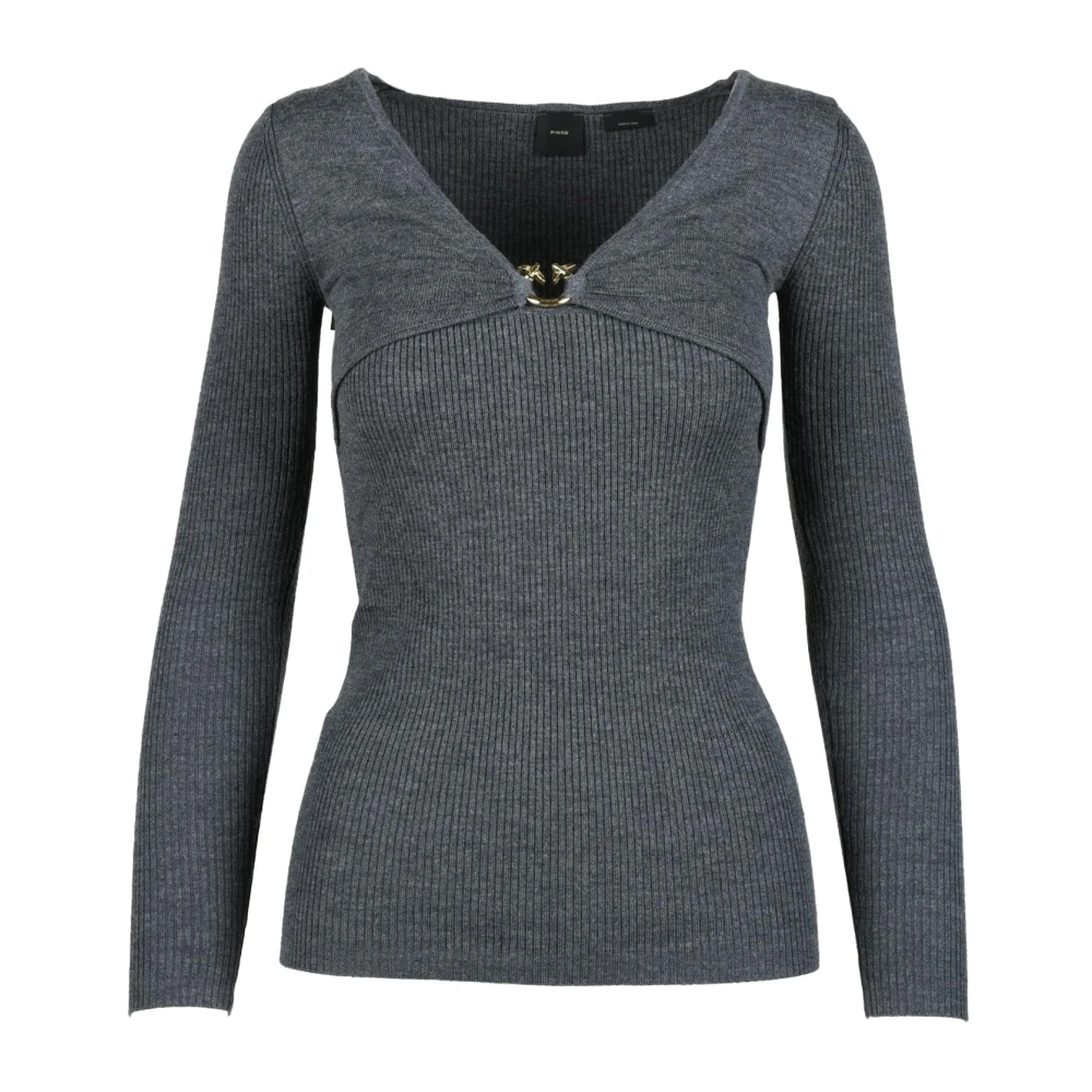 Pinko Wolmix Gebreide Trui Gray Dames