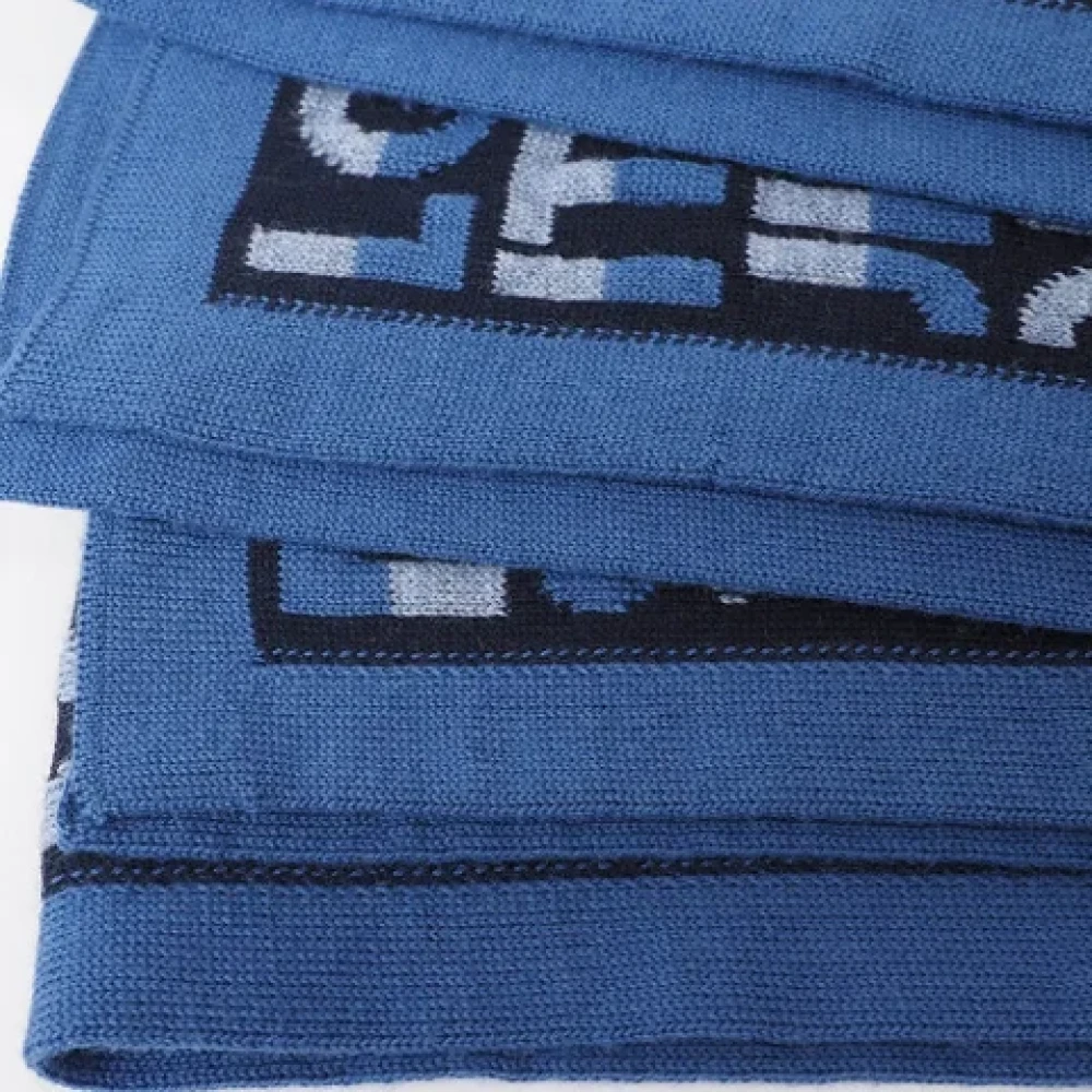 Louis Vuitton Vintage Pre-owned Wool scarves Blue Heren