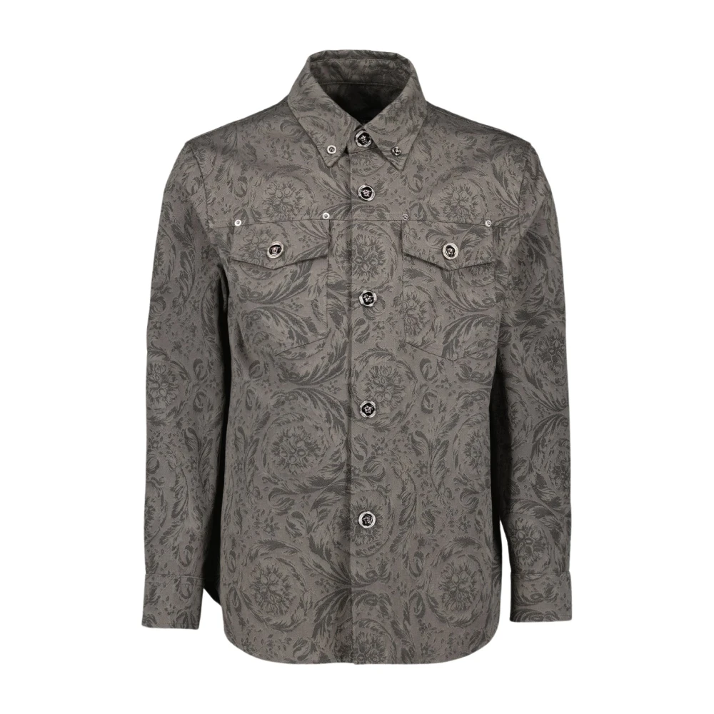 Versace Barocco Shirt Herfst-Winter 2024 Mannen Collectie Gray Heren