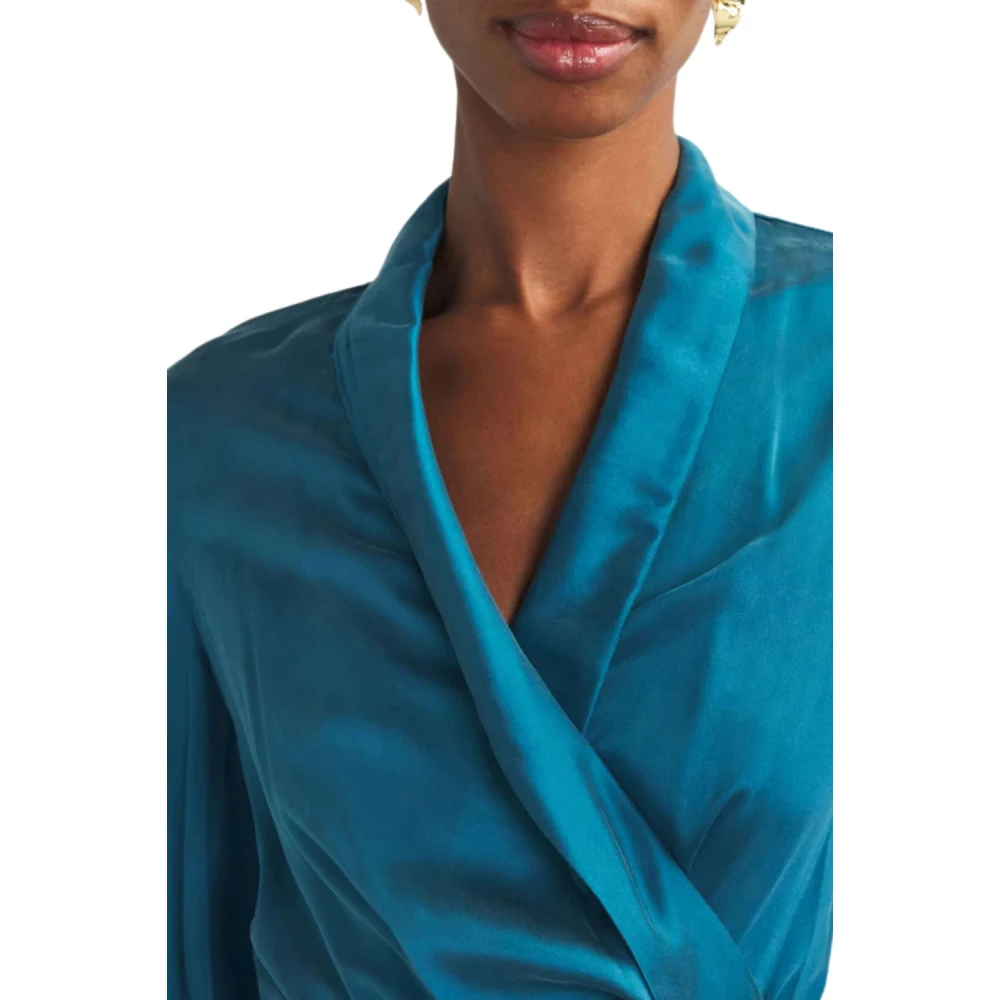 Zimmermann Zijden Wrap Midi Jurk Teal Blue Dames