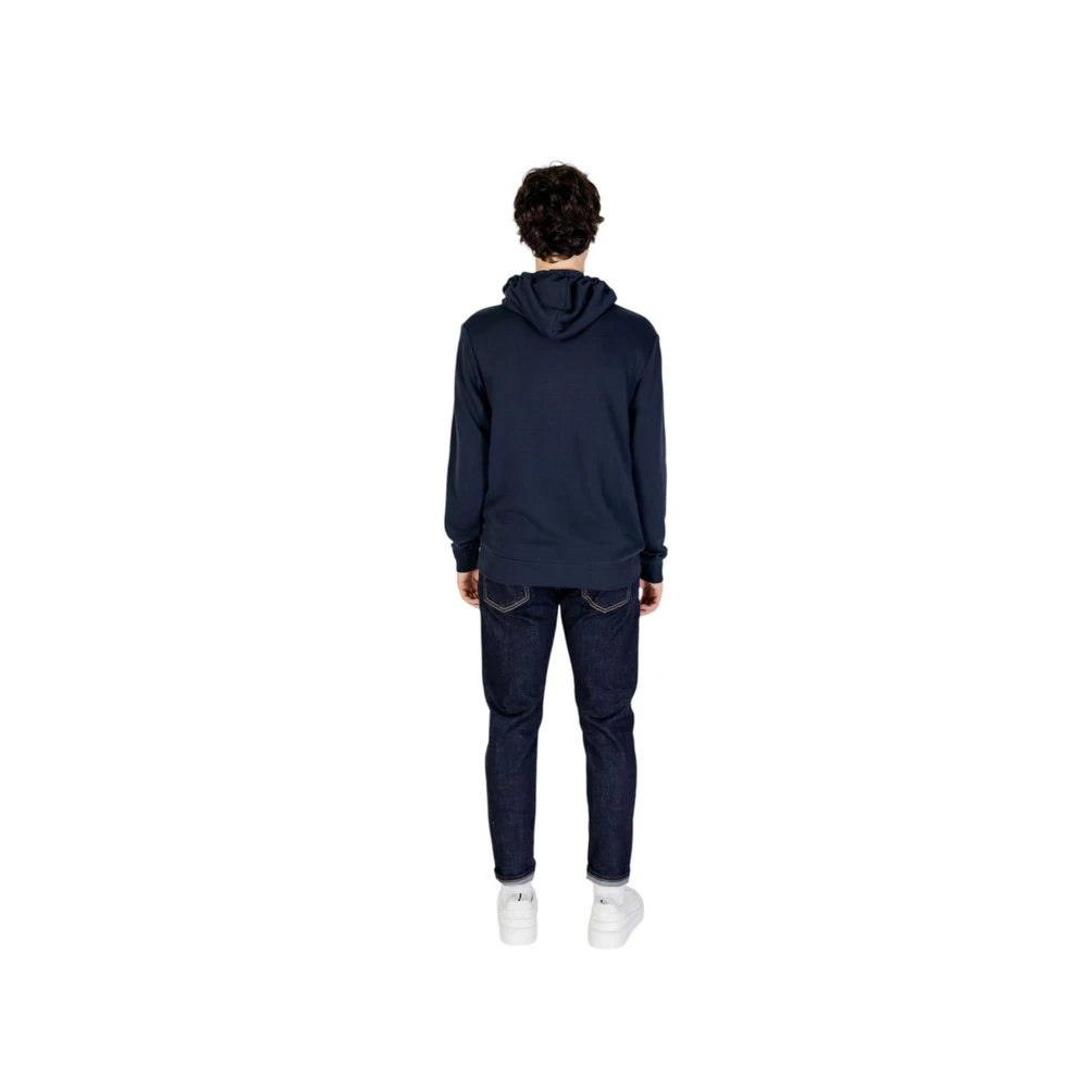 Emporio Armani Geribbeld katoenmix capuchontrui Blue Heren
