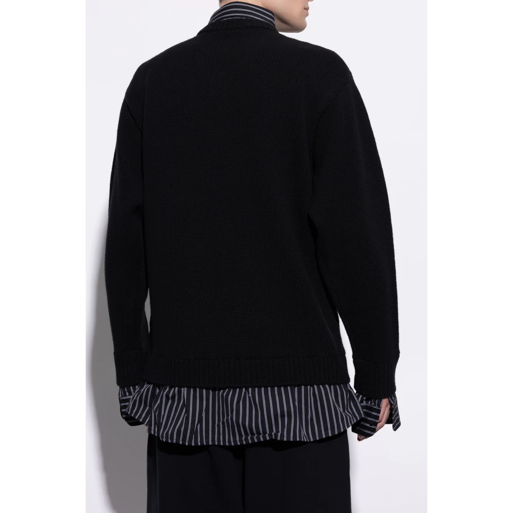 Balenciaga V-hals trui Black Heren