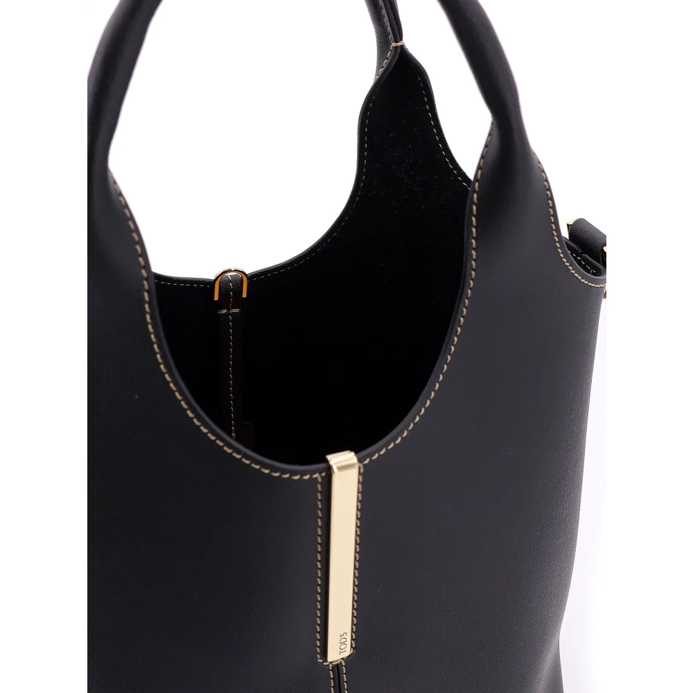 TOD'S Leren handtas met metalen detail Black Dames