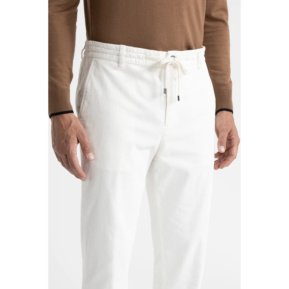 PESERICO Katoenen fluwelen joggerbroek White Heren