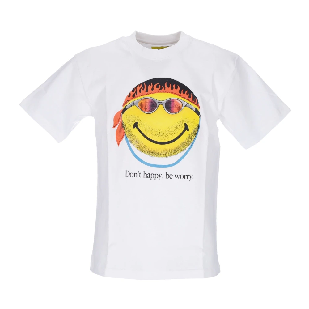 Market Men's White T-Shirts, Xl, Smiley Print Tee Shirt