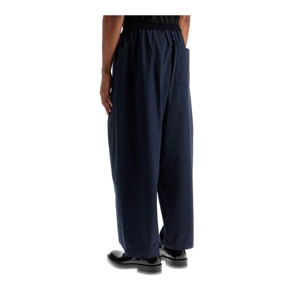 Maison Margiela Wijde Katoenen Broek met Dubbele Plooien Blue Heren