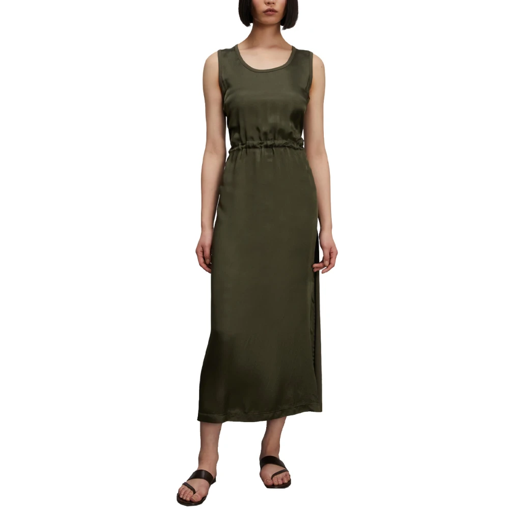Aspesi Katoenen Lange Jurk Mouwloos Elastische Taille Green Dames