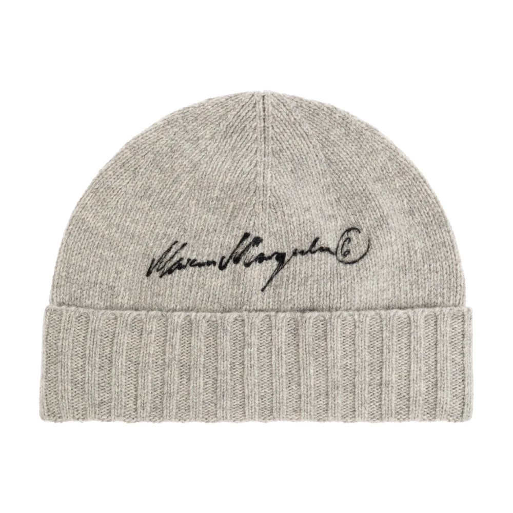 Mm6 Maison Margiela Gray Wool Beanie With Embroidered Logo - Unisex - Accessories - M - Accessories