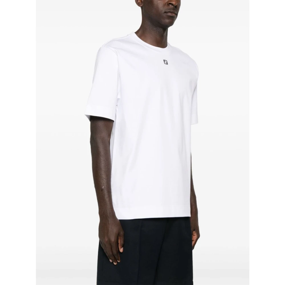 Fendi Katoenen Jersey Crew Neck T-shirt White Heren
