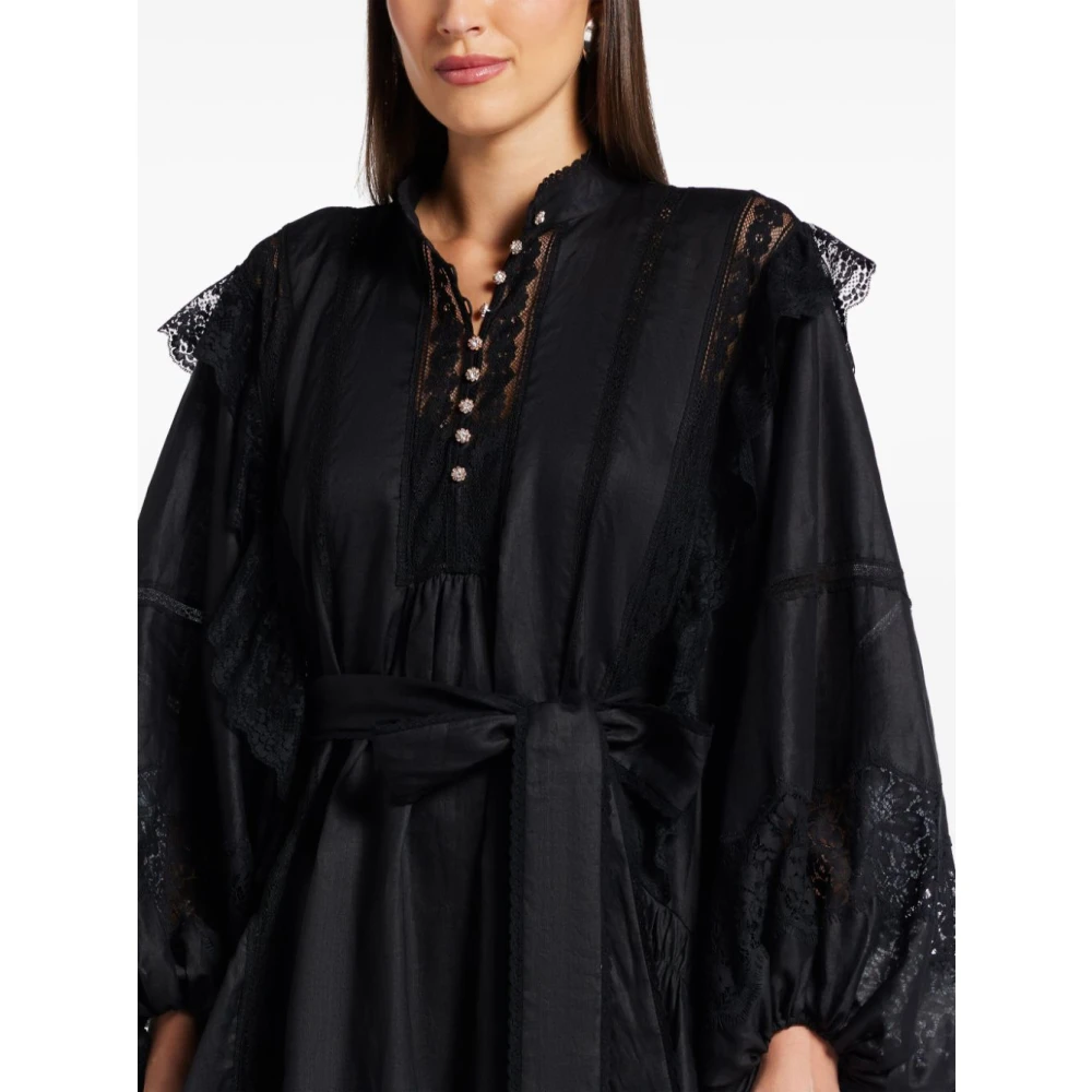 Zimmermann Zwarte jurk met pofmouwen Black Dames