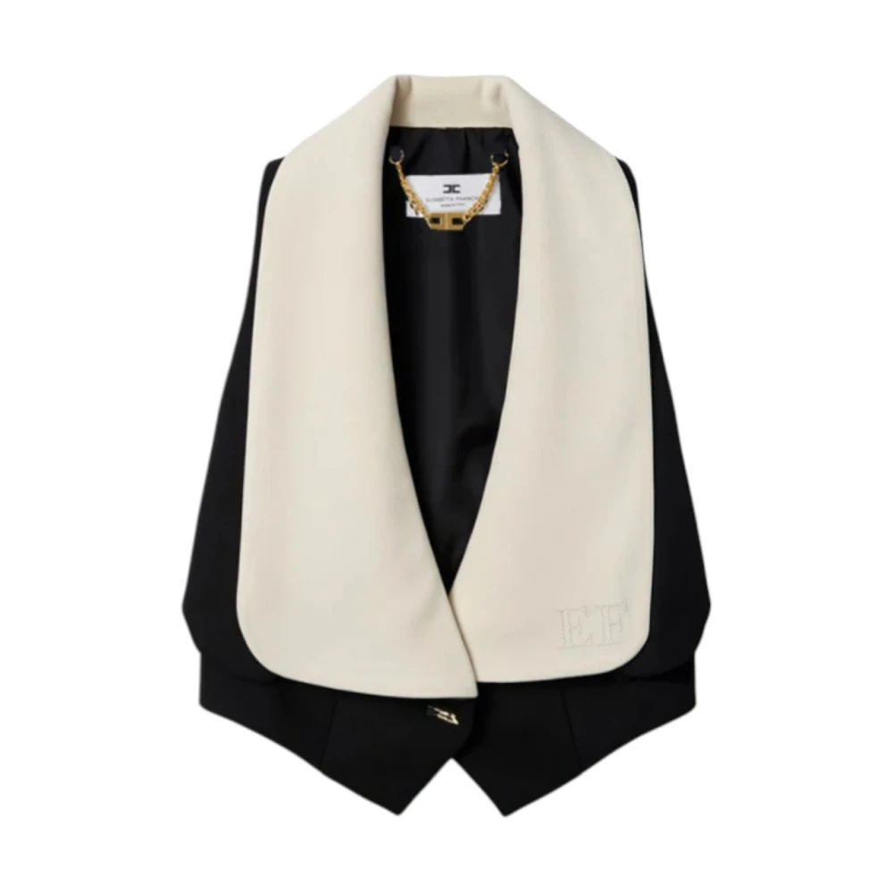 Elisabetta Franchi Women's Black Waistcoats, Xs, Lightweight Crêpe Cut-Out Waistcoat