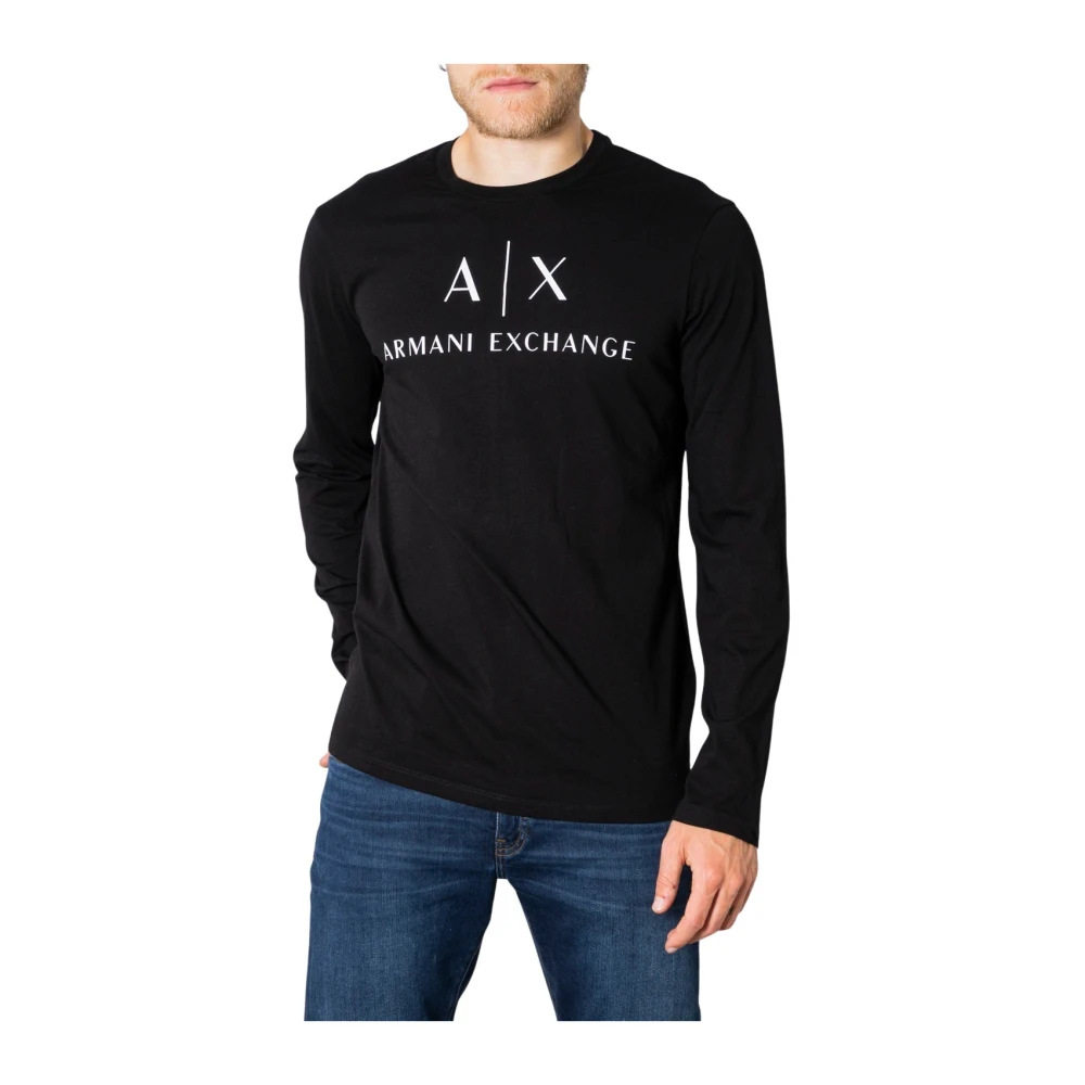 Armani Exchange Men's Black Long Sleeve T-Shirts, M, Long Sleeve Cotton T-Shirt