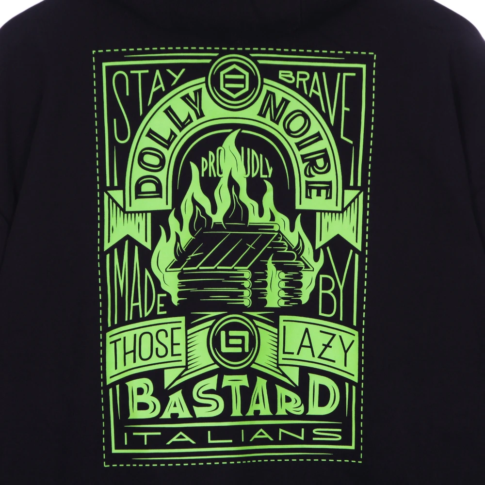 Dolly Noire Zwarte Oversized Hoodie met Kangoeroezak Black Heren