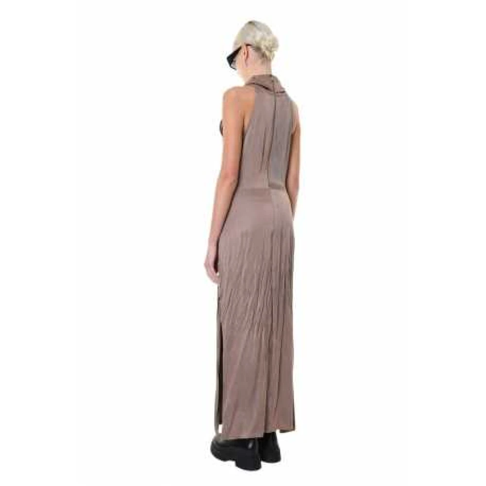La Haine Inside Us Roze Gedrapeerde Satijnen Viscose Lange Jurk Pink Dames