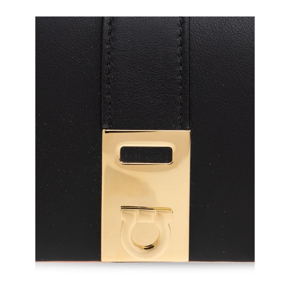 Salvatore Ferragamo Leren portemonnee met logo Black Dames