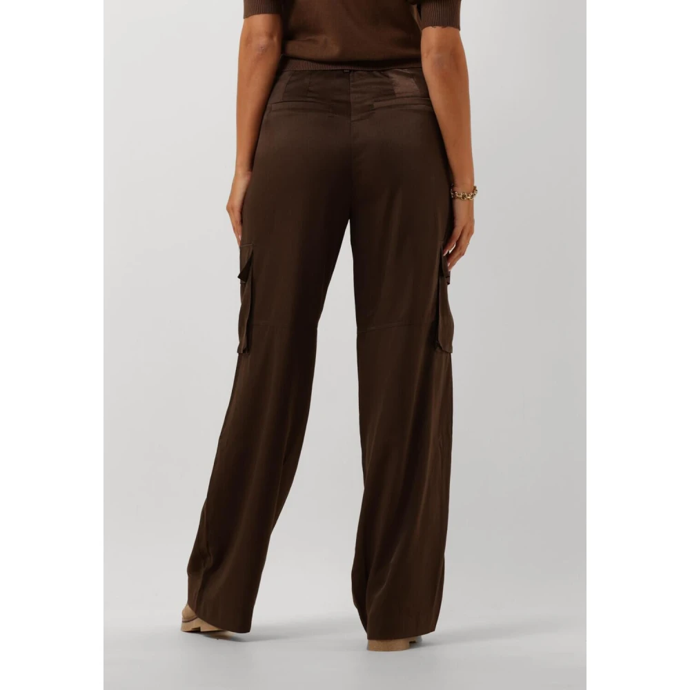 Minus Bruine Wide Leg Cargo Broek Brown Dames