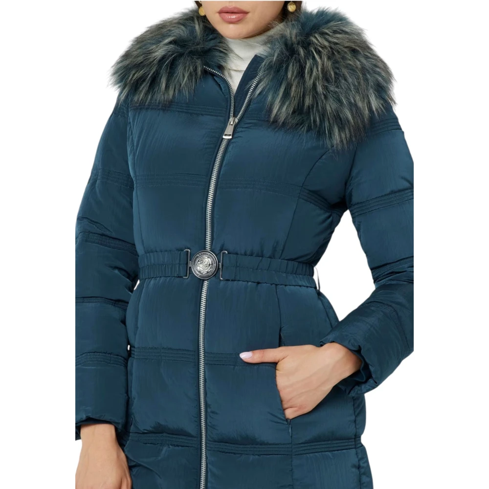 Guess Lange Puffer Jas Blue Dames