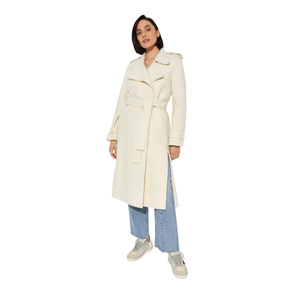 Harris Wharf London Dubbelrijige trenchcoat met splitten White Dames