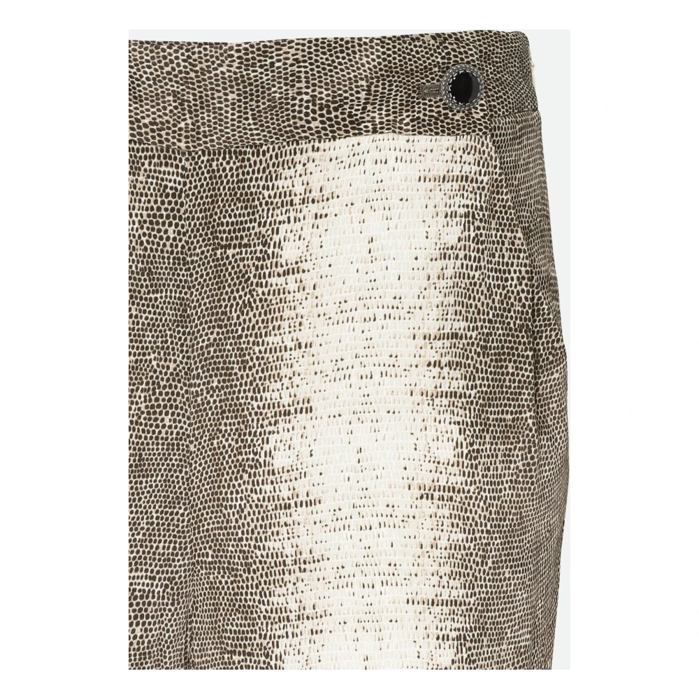 Twinset Broek met hagedisprint en juweelknopen Beige Dames