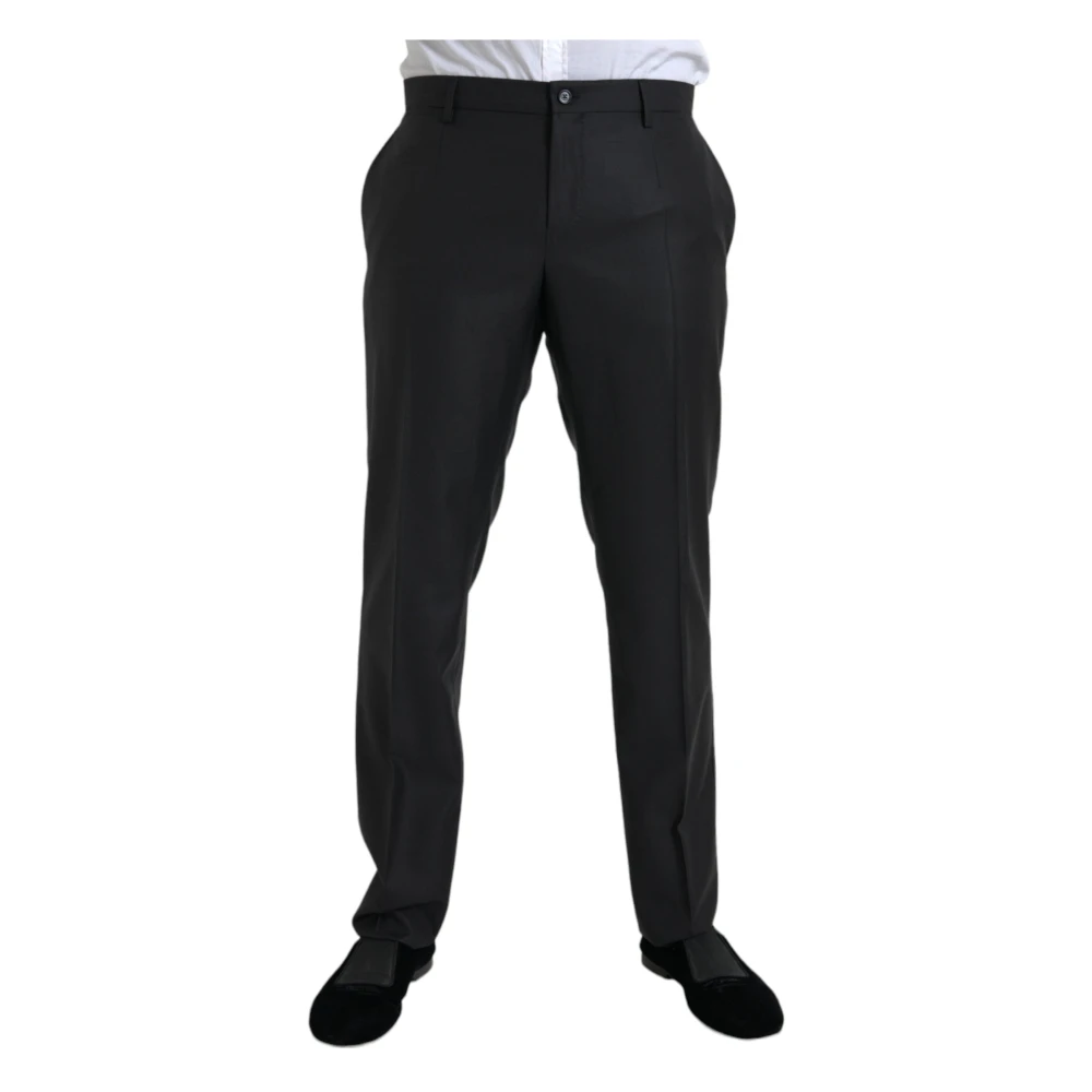 Dolce & Gabbana Zwarte wollen en zijden pantalon Black Heren