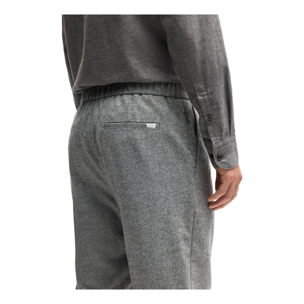 Hugo Boss Flanellen Taps Toelopende Herenbroek Grijs Gray Heren