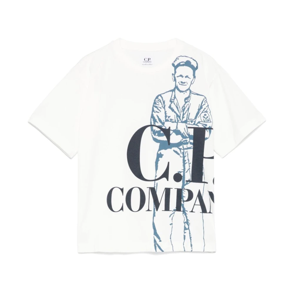 C.p. Company Vit Crew Neck Kortärmad Skjorta White, Pojke