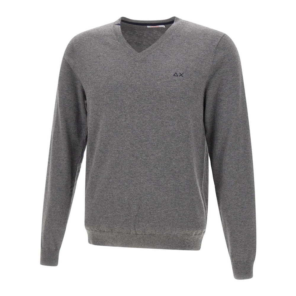 Sun68 Heren V-Hals Sweater Grijs Gray Heren