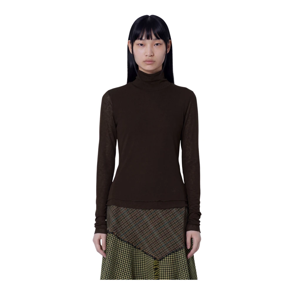 Ganni Women's Brown Marl Mesh Turtleneck - Woman Knitwear Fr - 40 - Image 2