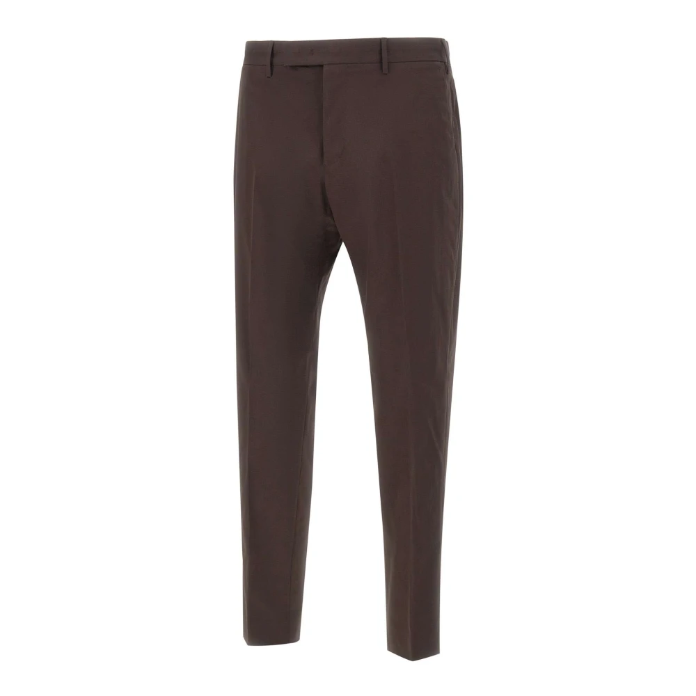Pt Torino Men's Brown Slim-Fit Trousers