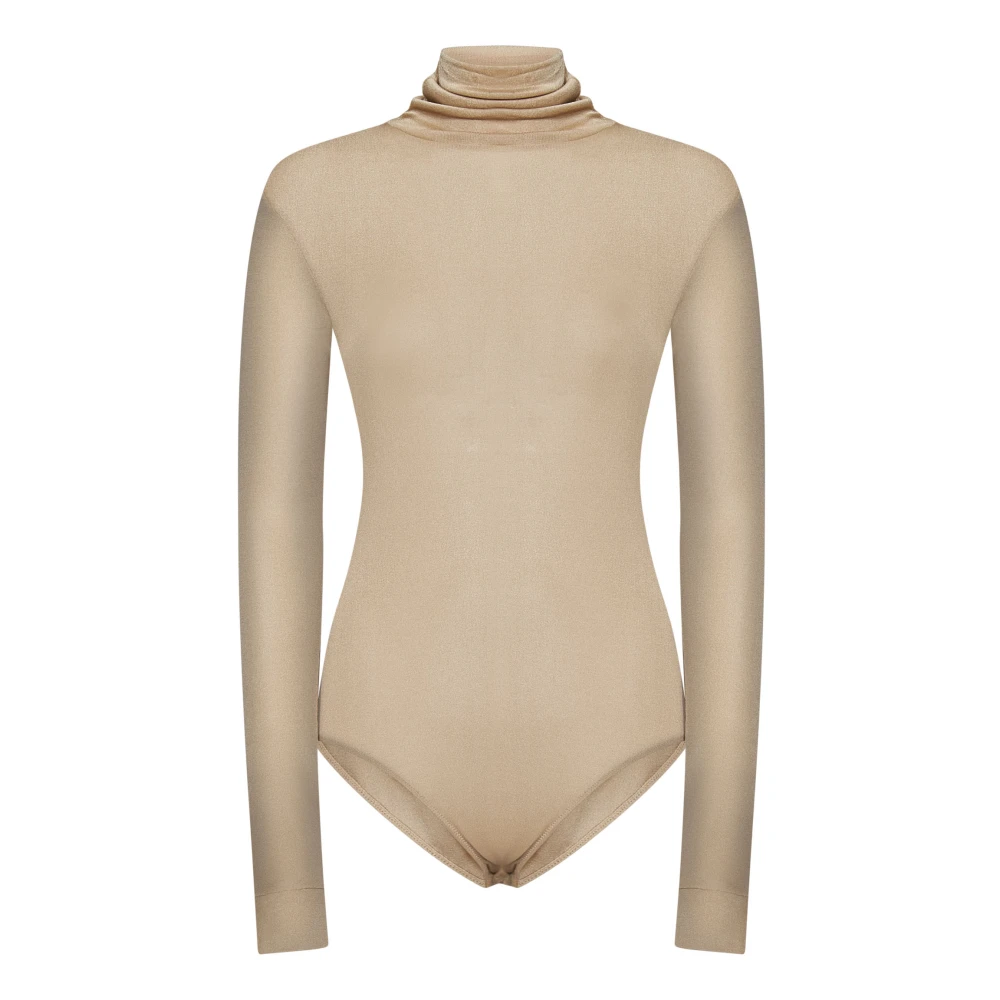 Maison Margiela Beige Turtleneck Top med Snap Button Beige, Dam