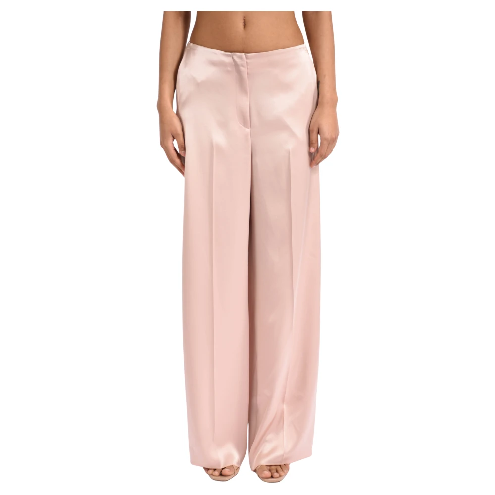 Pinko Vrouw Roze Broeken Dames, M, Polyester, Wijde Broek