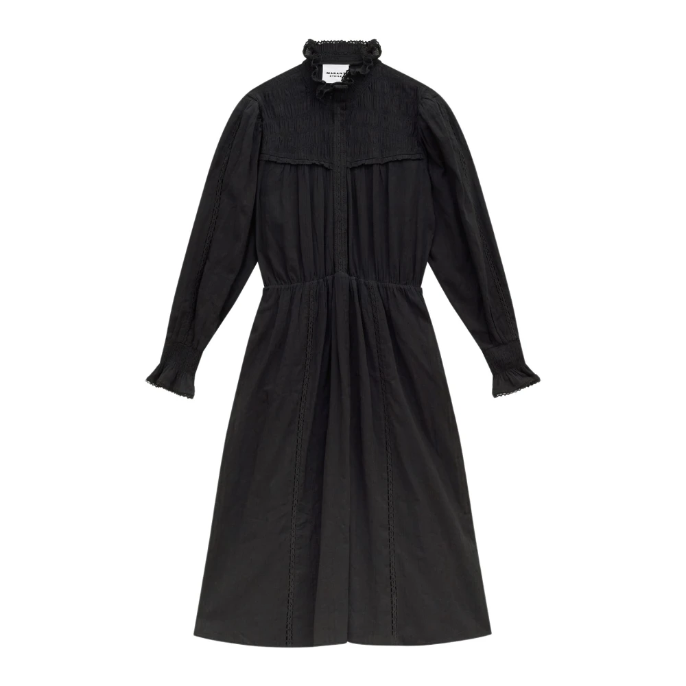Isabel Marant Étoile Zwarte katoenen midi-jurk met lange mouwen Black Dames