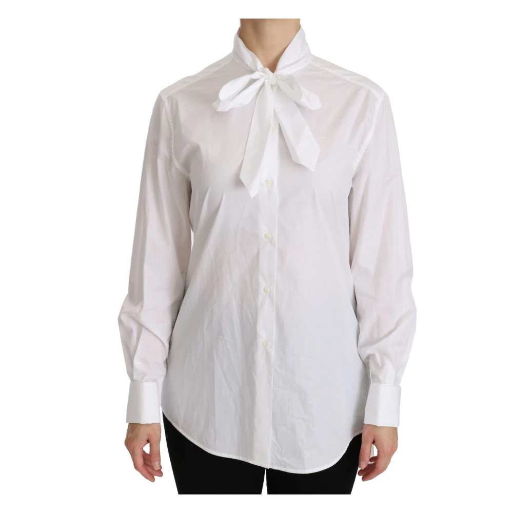 Dolce & Gabbana White Turtle Neck Long Sleeve Polo Top - Female - Shirts - White - Xs - Blouses & Shirts