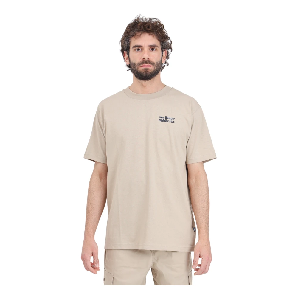 New Balance Heren T-shirt Lente Zomer Collectie 100% Katoen Beige Heren