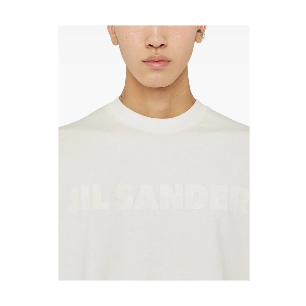 Jil Sander Wit Katoen Logo Print T-shirt White Heren