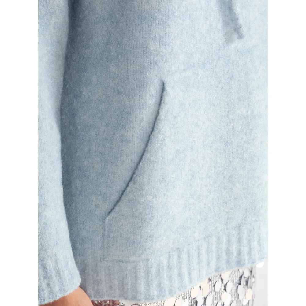 Semicouture Blauwe Anemone Gebreide Hoodie Trui Blue Dames