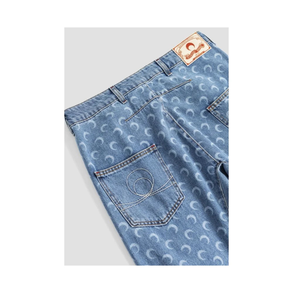 Marine Serre Gebogen Moon Logo Jeans Blue Heren