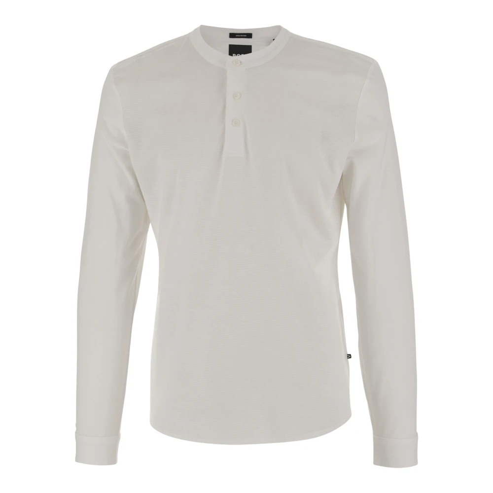 Hugo Boss Witte Katoenmix Longsleeve T-shirt White Heren