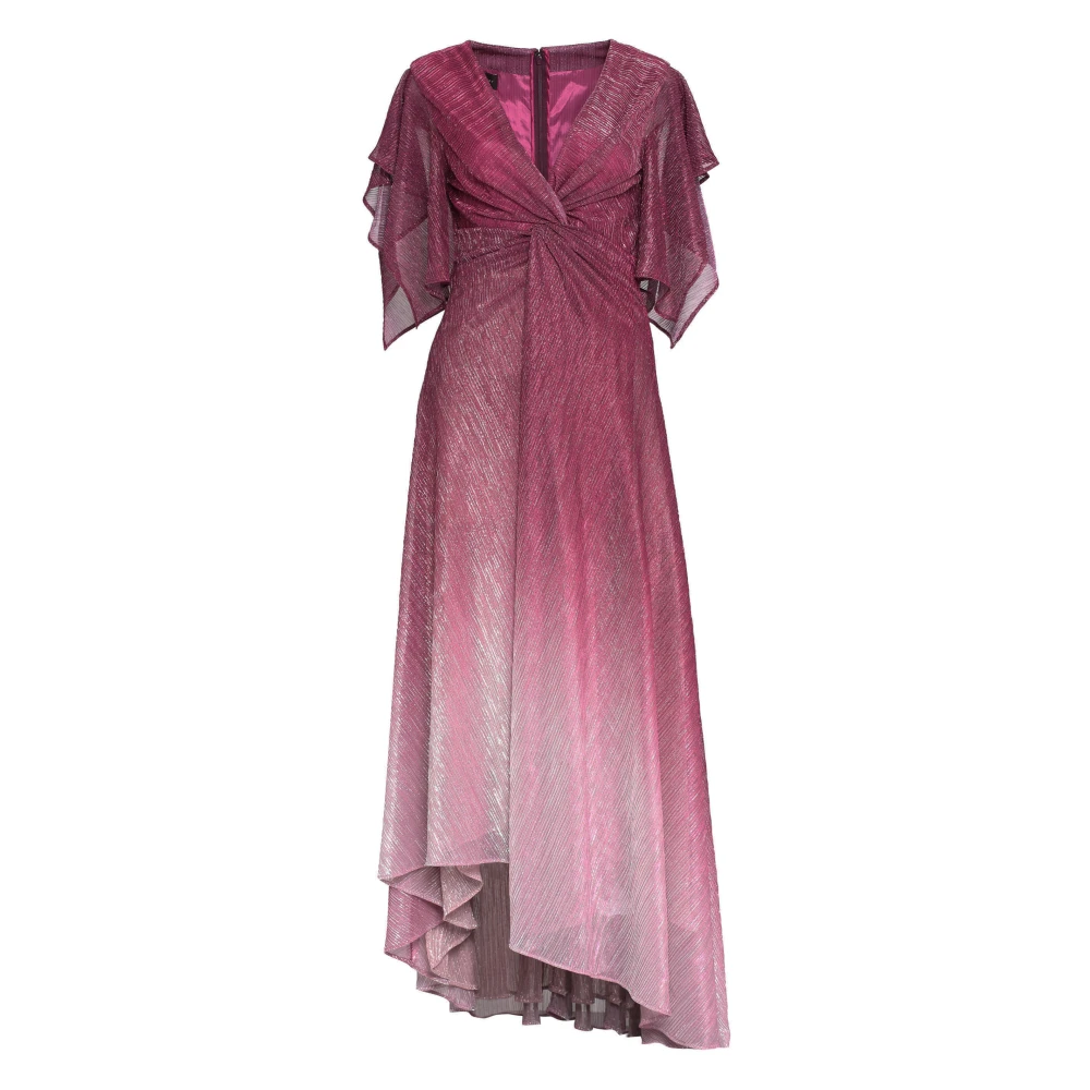 Talbot Runhof Gedrapeerde Lurex Jurk met Voorknoop Purple Dames